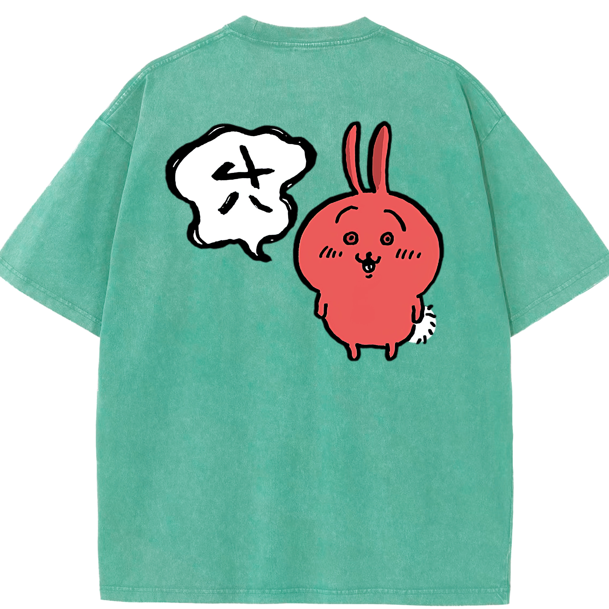 （画像用） ちいかわ ハチワレ Chii-kawa hachiware 綿100% ヴィンテージ風 半袖Tシャツ（背面プリント）